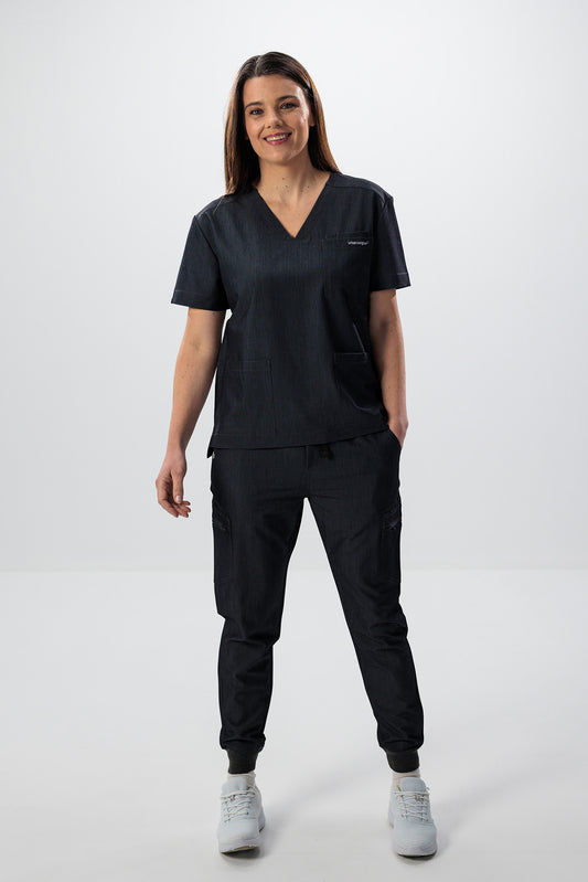 Female scrub top black