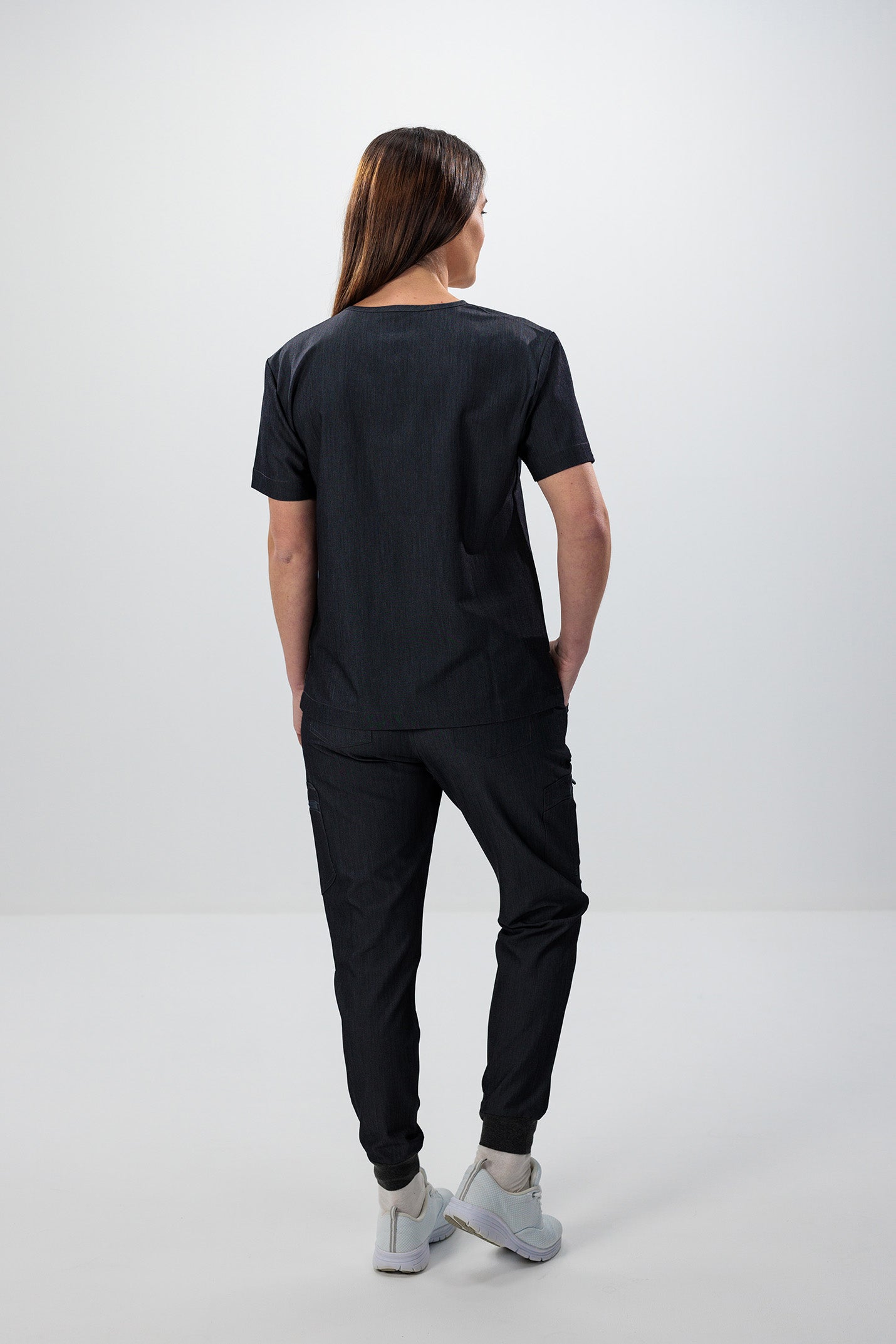 Female scrub top black