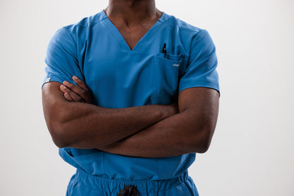 Male scrub top blue