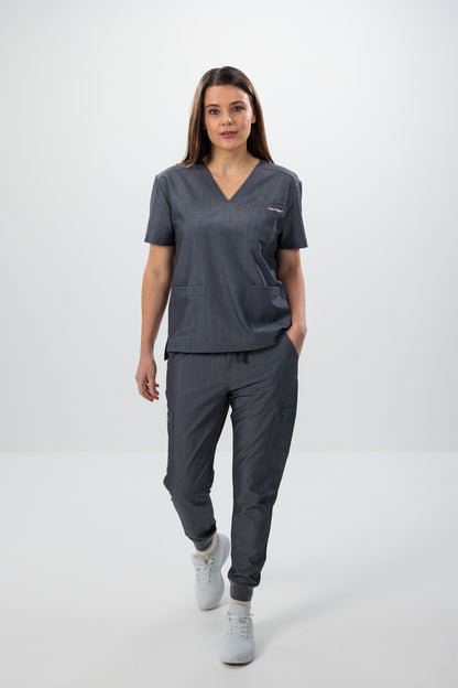 Female scrub top grey