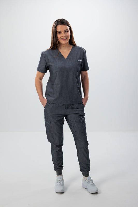 Female scrub top grey