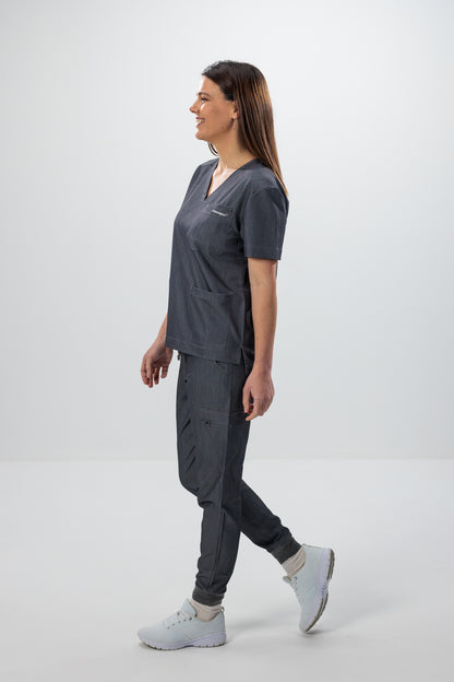 Female scrub top grey