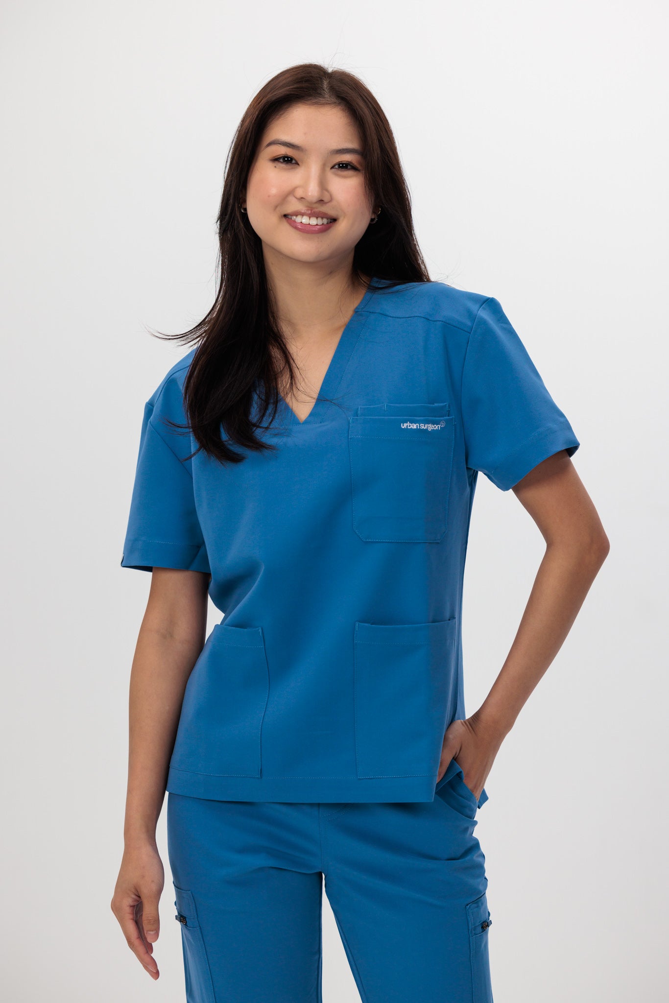 Female scrub top blue