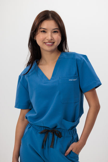 Female scrub top blue