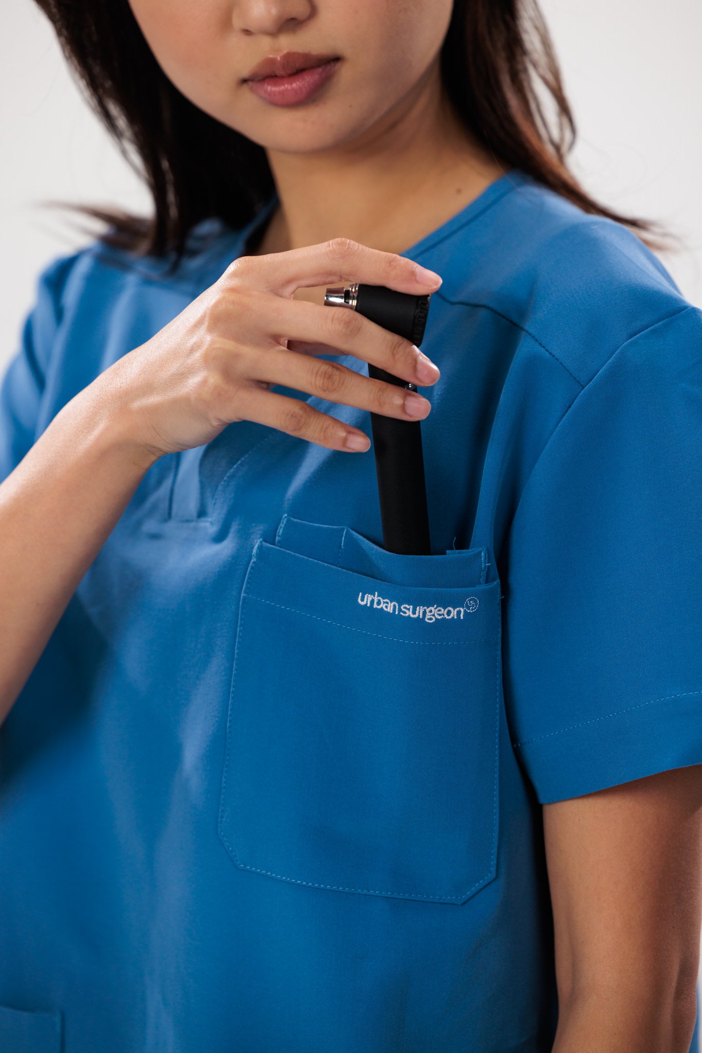 Female scrub top blue